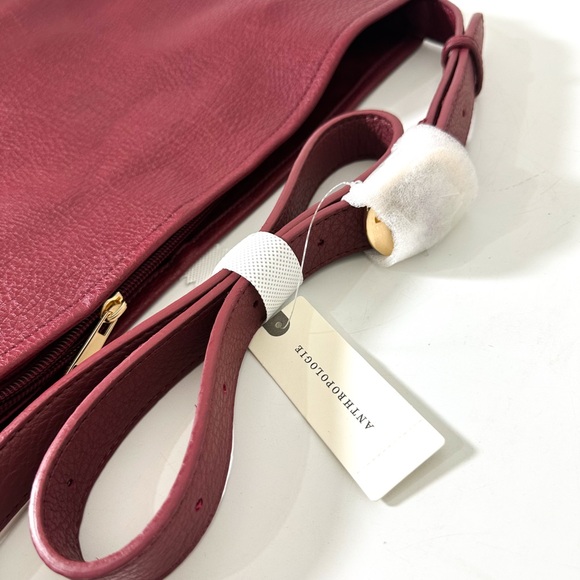 Anthropologie Vegan Leather Buckle Strap Bucket Bag in Red NWT - Picture 15 of 16